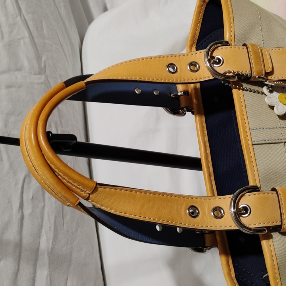 Coach Y2K Blue/Tan Denim & Leather Mini Shoulder Bag W Dust Bag - Picture 4 of 14